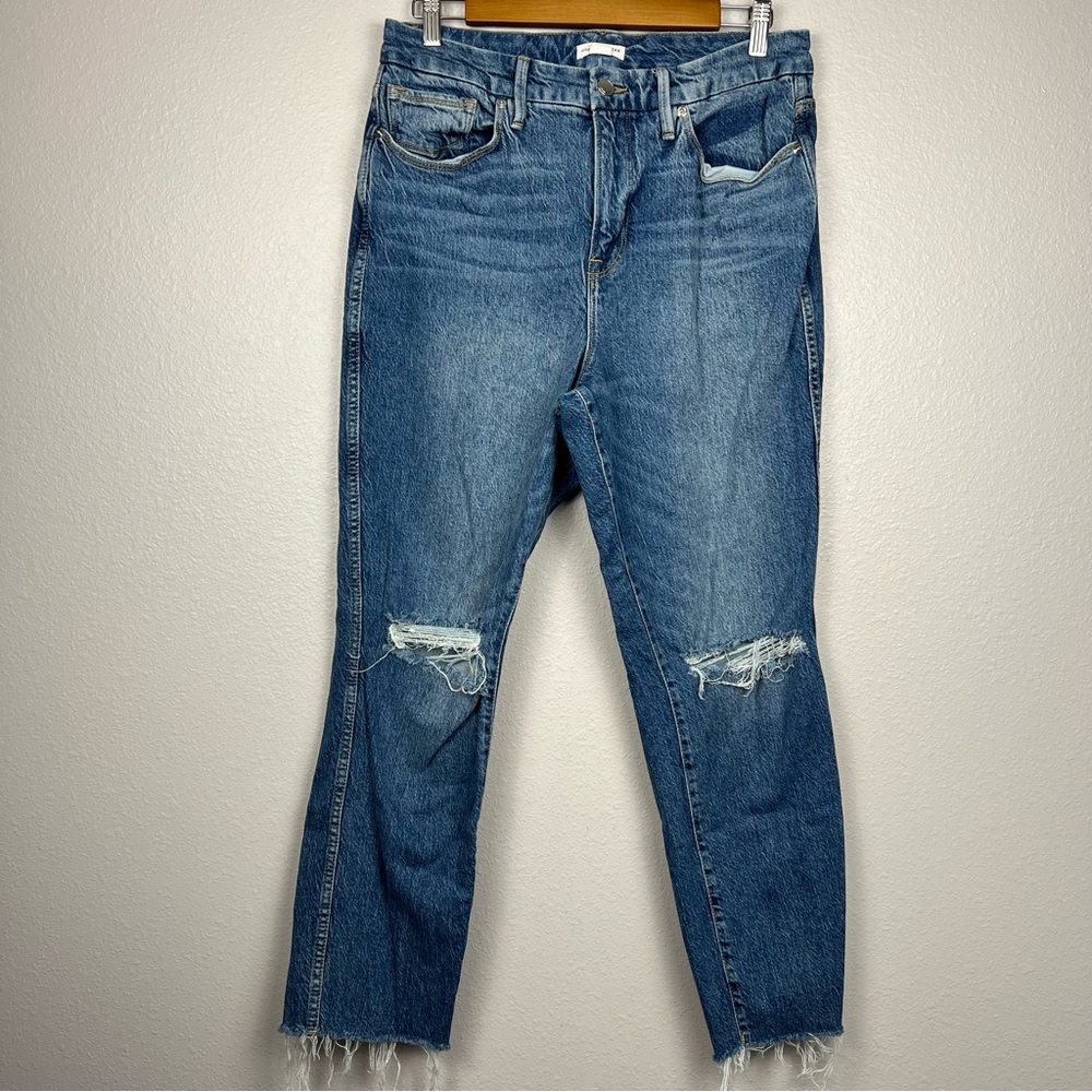 Good American Blue Straight Leg Jeans
